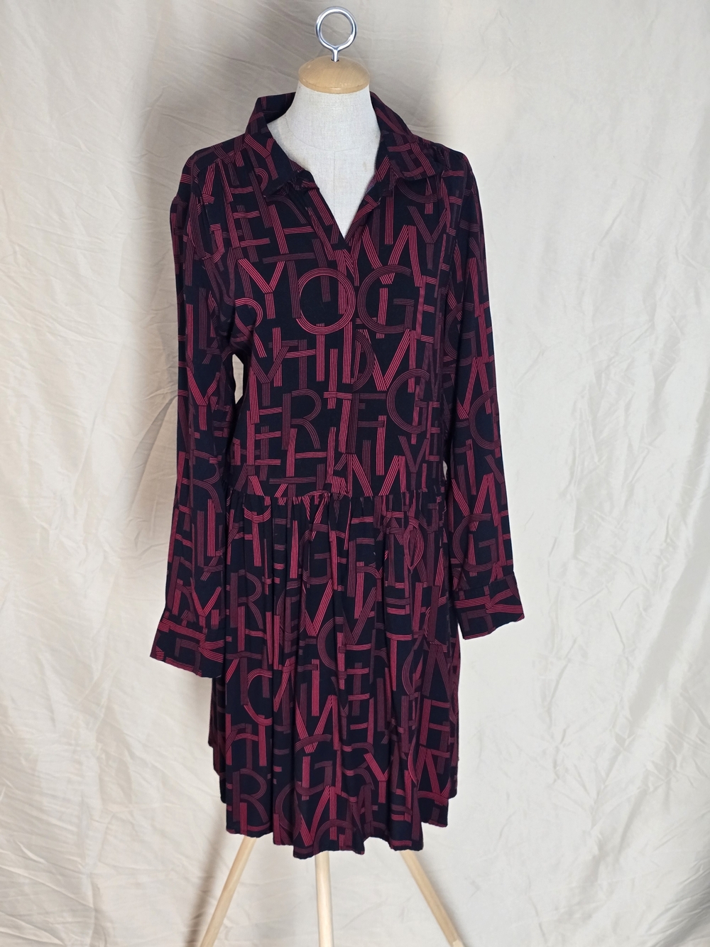Tommy Hilfiger Long-Sleeve Logo Print Shirt Dress